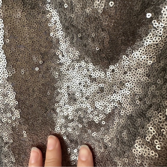 Highline Collective Womens M Cocktail Dress One Shoulder Long Sleeve Mini Silver - Picture 6 of 9